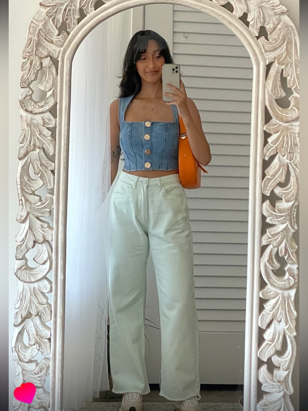 SHEIN Mint Green High Waist Wide Leg Jeans | Raw Hem | Small 25W roughly